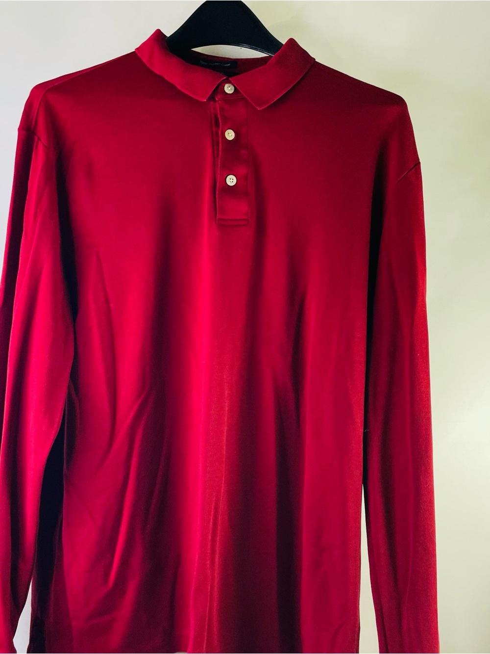 Lands' End Men's Long Sleeve Polo in Deep Red